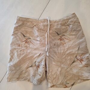 Tommy Bahama Beige Tropical Swim Trunks